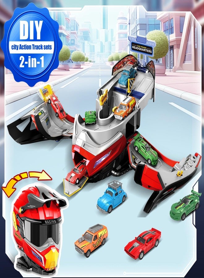 OCHIDO Kids Toys for Boys Ages 3 and Up,Toy Car with Helmet Transforms Car Racecourse - Image 2
